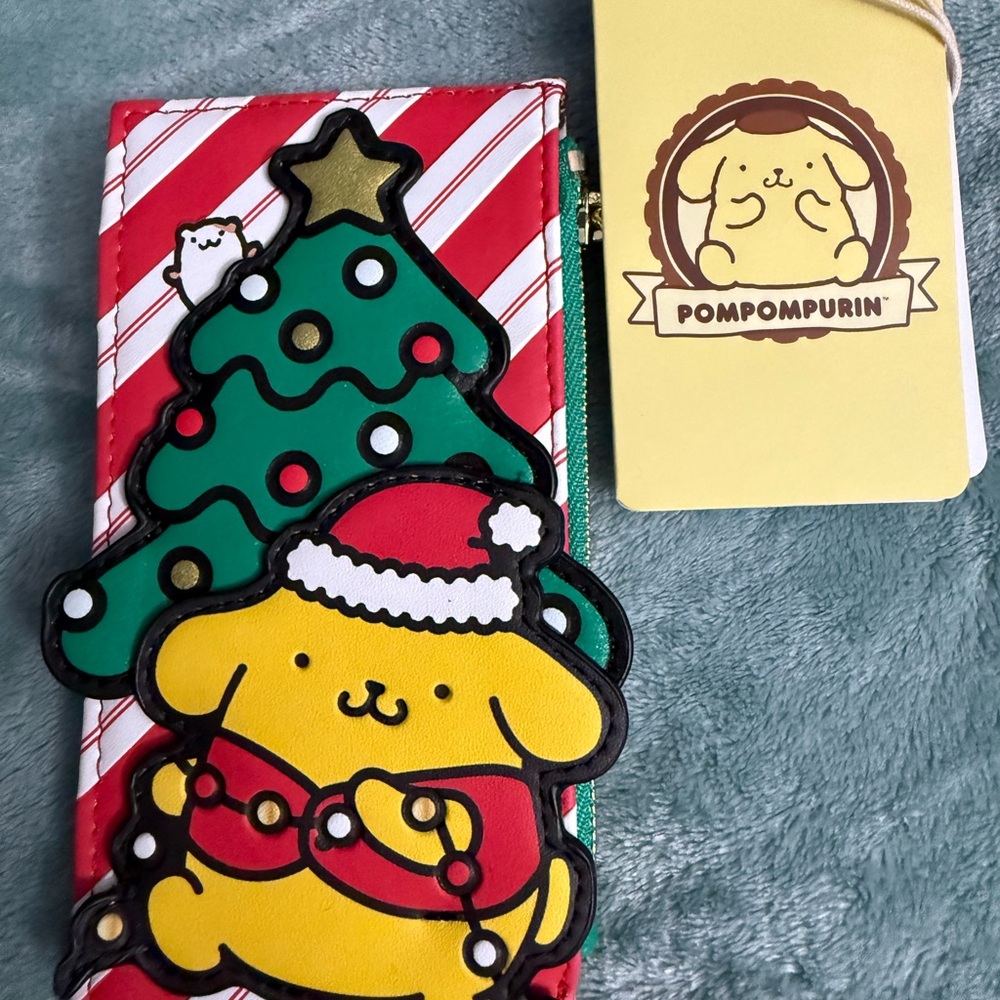 Sanrio Pompompurin Santa Hat Loungefly Card Holder Wallet NWT